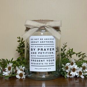 Prayer Jar - Phillipians 4:6 - Christian Home Decor - Christian Gift